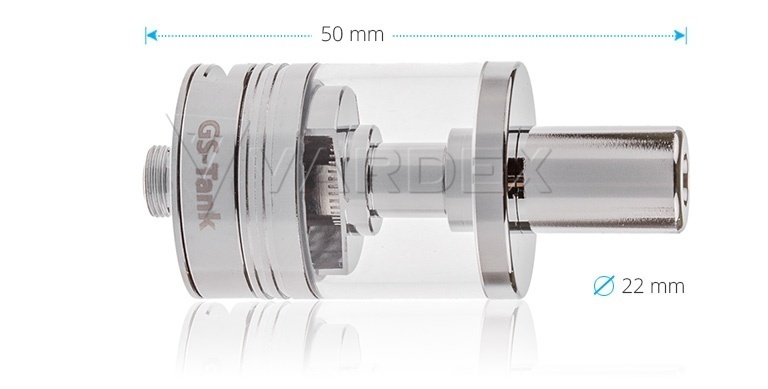 Высота клиромайзера GS для iStick 40W вместе с комплектным мундштуком составляет всего 50 миллиметров, диаметр равняется 22 мм