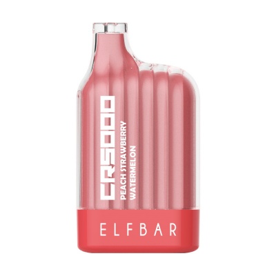 Заряжаемая одноразовая сигарета Elf Bar CR5000 Peach Strawberry Watermelon - фото 1