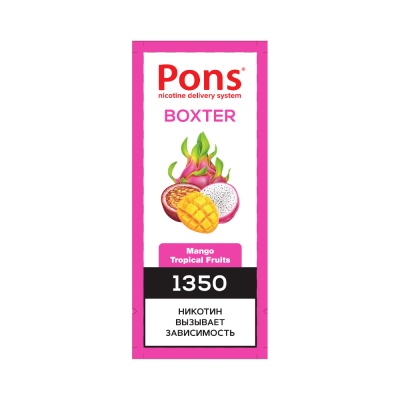 Одноразовый вейп Pons Boxter 1350 Mango Tropical Fruits - фото 1