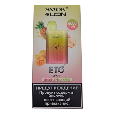 Заряжаемая одноразовая сигарета UDN ETO BAR 6000 Pineapple Peach Mango - фото 1